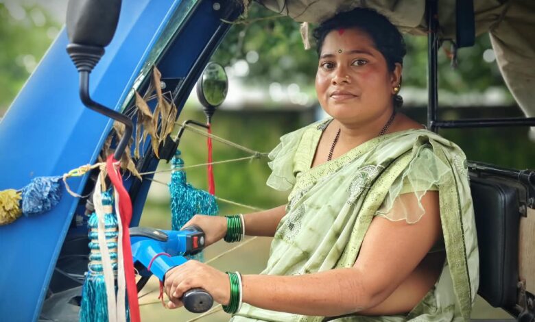 Government scheme transforms fortunes; Anju earns up to ₹12,000 a month driving an e-rickshaw.