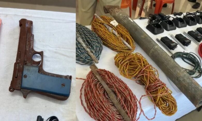 Anti-Naxal operation underway; security forces recover a cache of weapons in Kondagaon.