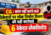 Major action taken over negligence in road construction in Bastar; 6 contractors blacklisted.