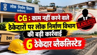 Major action taken over negligence in road construction in Bastar; 6 contractors blacklisted.