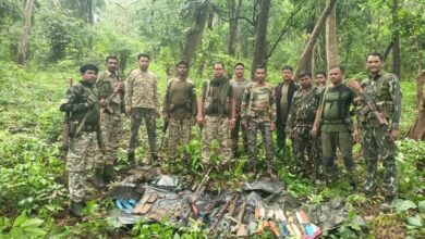 Maoist dump unearthed in Bijapur; weapons ranging from SLR, LMG, and INSAS rifles to BGL shells and grenades recovered.