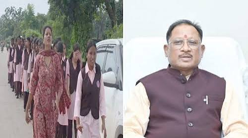 Female students in Sarguja had to walk to the Collectorate; CM Sai took major action and ordered officials to conduct an inquiry.