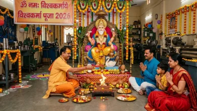 Vishwakarma Jayanti 2026: Perform the puja during this auspicious time today; learn the rituals, from the offering of *bhog* to the *aarti*.