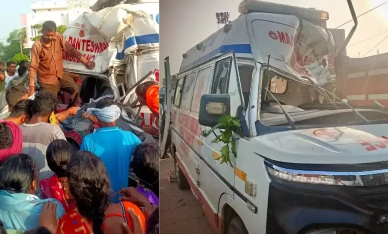 Horrific accident in Dhamtari: Ambulance collides with tractor-trolley; three injured.