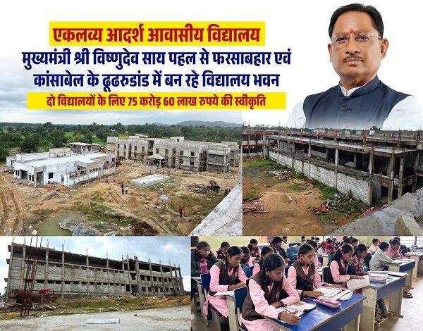Modern Eklavya schools for tribal students are being built in Jashpur; all facilities will be available within a single campus.