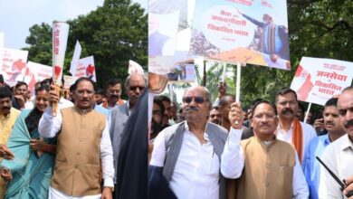 CM Sai holds the torch; grand ‘Seva Jyoti Yatra’ taken out in Raipur; pledge made for a developed Chhattisgarh by 2047.