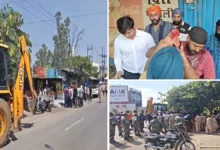 Administration arrives in Raipur to demolish a dhaba; owner pours petrol on himself, causing panic; action halted pending court order.