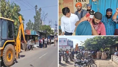 Administration arrives in Raipur to demolish a dhaba; owner pours petrol on himself, causing panic; action halted pending court order.